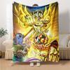 Gold Saint Sagittarius Armor Flannel Blanket Super Soft Warm Cozy Blanket for Sofa Bed Office Travel All‑Season Home Decor Gift
