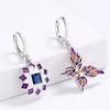Creative Geometric Asymmetric Butterfly Lady Earrings Sapphire Flower Mosaic Enamel Earrings