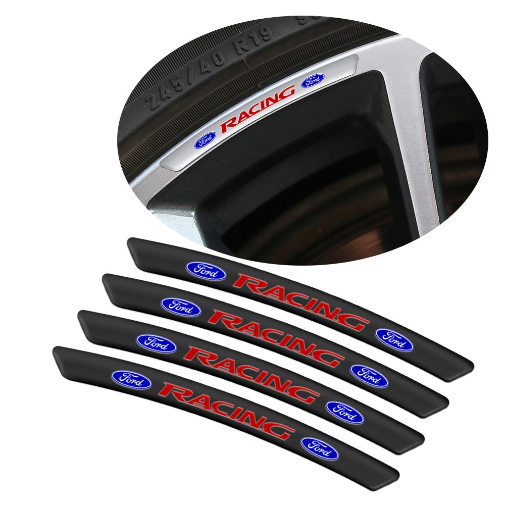 4Pcs Aluminum Car Badges Wheels Rims Stickers For Ford Focus Mk2 MK3 MK7 MK4 Fiesta Mustang Kuga Mondeo Explorer ETransit STLine
