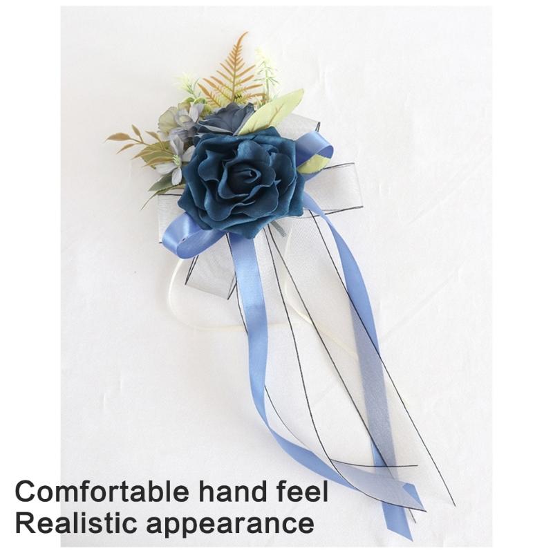 Set of 4 Luxurious Wedding Vehicle Embellishment Silk Flower Bouquets for Wedding Car Glasses and Handle Beautifications
