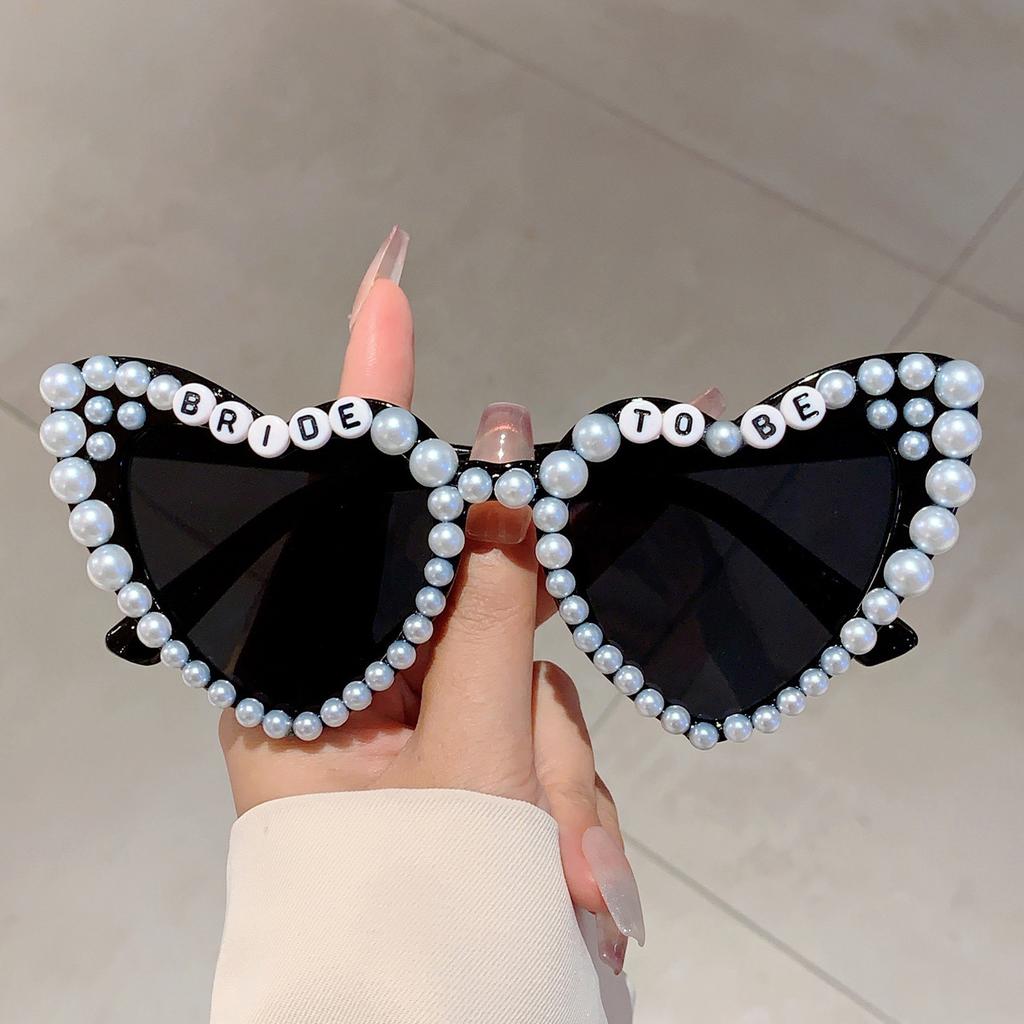 1pc Bride To Be Sunglasses White Pearl Heart Shape Glasses Bridal Shower Decor Bachelorette Party Supplies Bride Wedding Gift