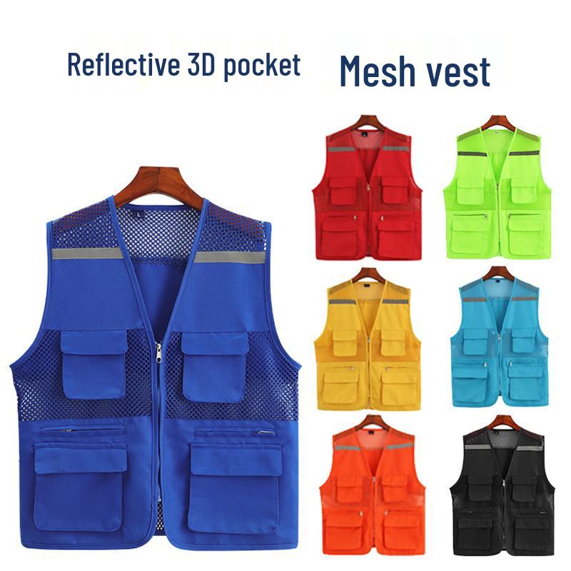 Custom Red Volunteer Vest with Printed Logo for Public Welfare and Events