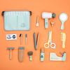Yumu Wooden Barber Role Play Set for Kids: Pretend Play Hair Cutting & Makeup Tools