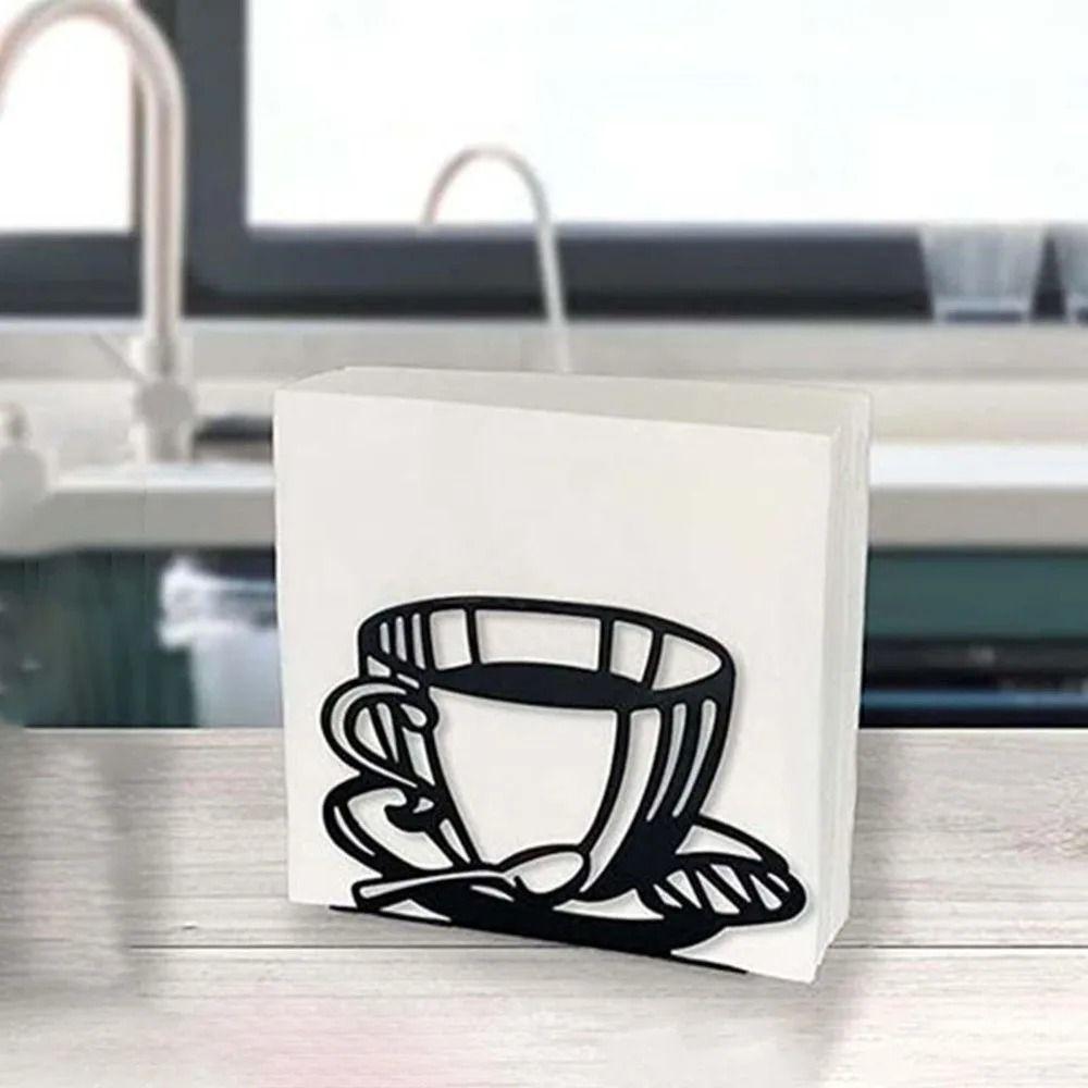 Metal Paper Towel Storage Coffee Cup Shape Standing Napkin Dispenser  Table