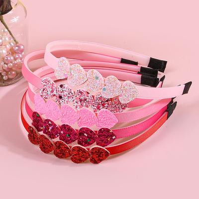 5pcs Valentine's Day Headbands for Girls Love Heart Hairband Glitter Heart Headbands for Girls Kids Party Hair Accessories