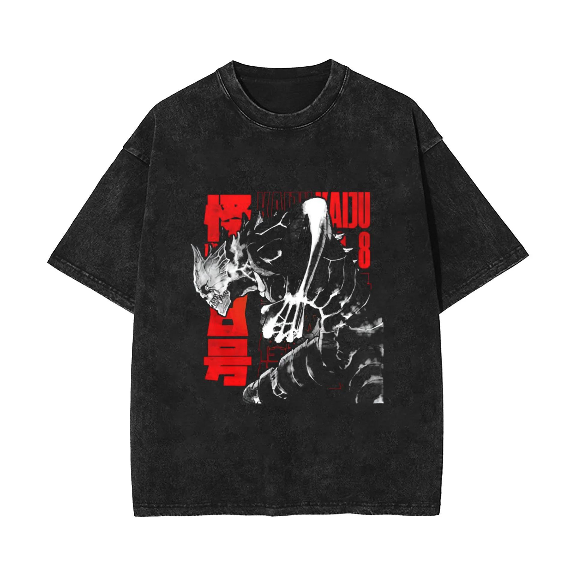 2025 New Release Anime Kaiju No.8 Retro Cotton Washed Vintage Short-Sleeve T-Shirt - VT1591 S разноцветный