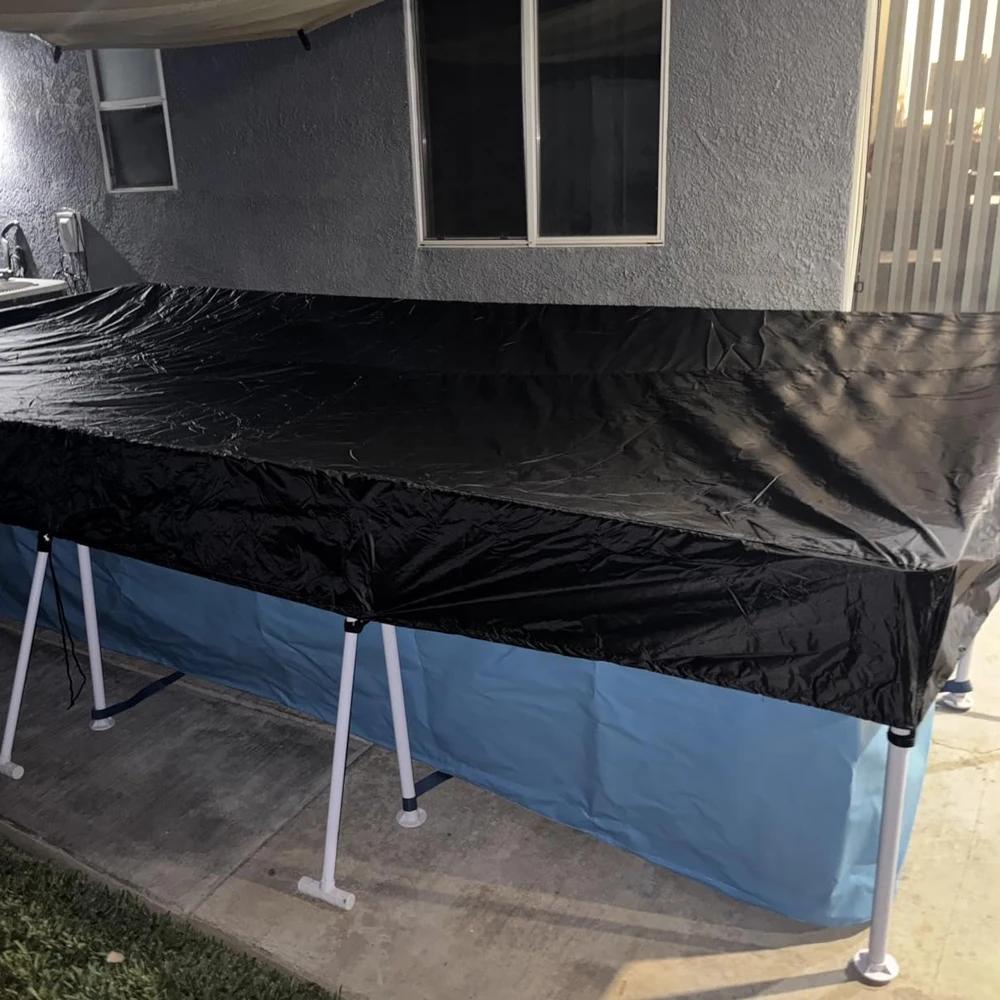210D Rectangular Pool Cover Swimming Pool Cover for Above Ground Pool Frame Dust Rain Proof Garden Outdoor Square Pools Cover