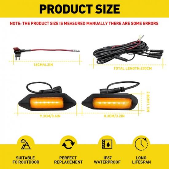 LED Grille Amber Light Smoked Lens Set-4 For Toyota -2024 RAV4 Limited Front