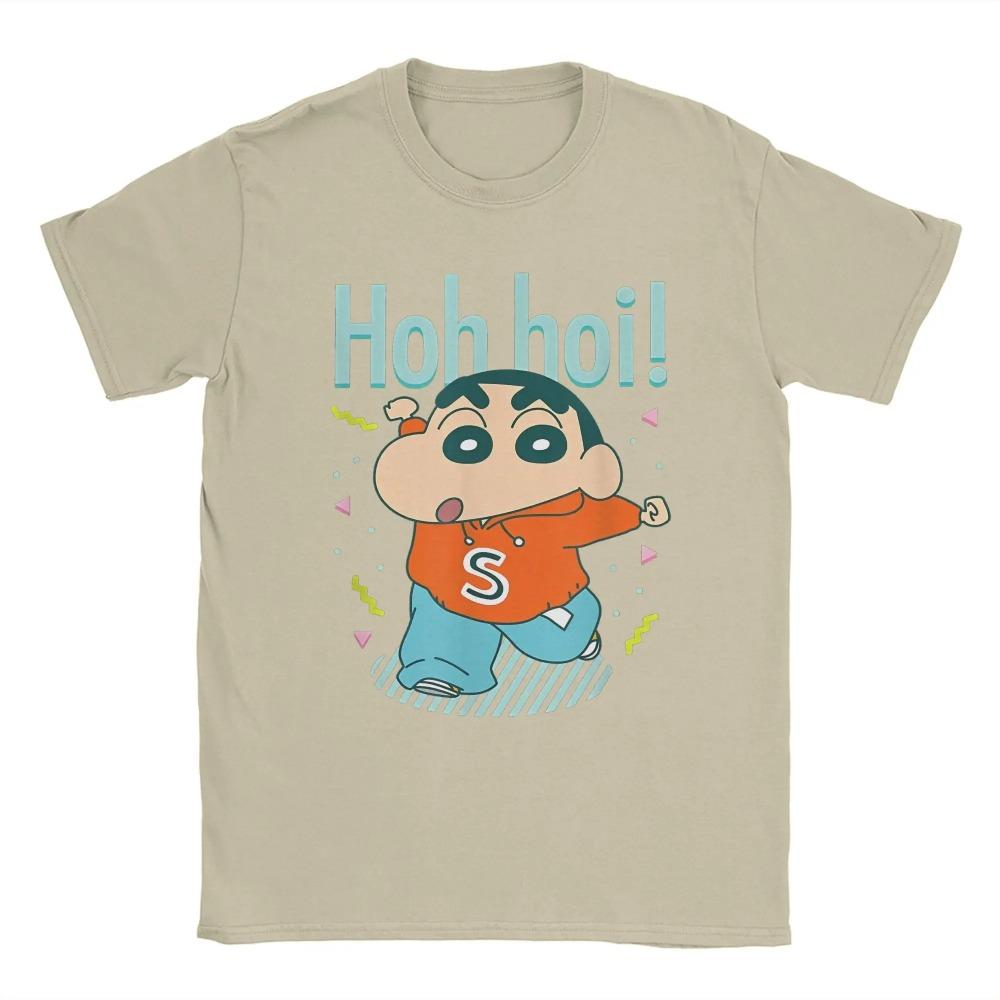 Men's T-Shirts Crayon Shin-chan Hohhoi Casual Cotton Tees Short Sleeve Funny Cute Celebration T Shirts O Neck Clothing Classic