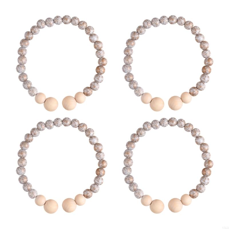 Curtain Tiebacks Bead Set of 4 Flexible No Drilling Drapery Holdbacks for Living Room Bedroom Window Decors Y5GB