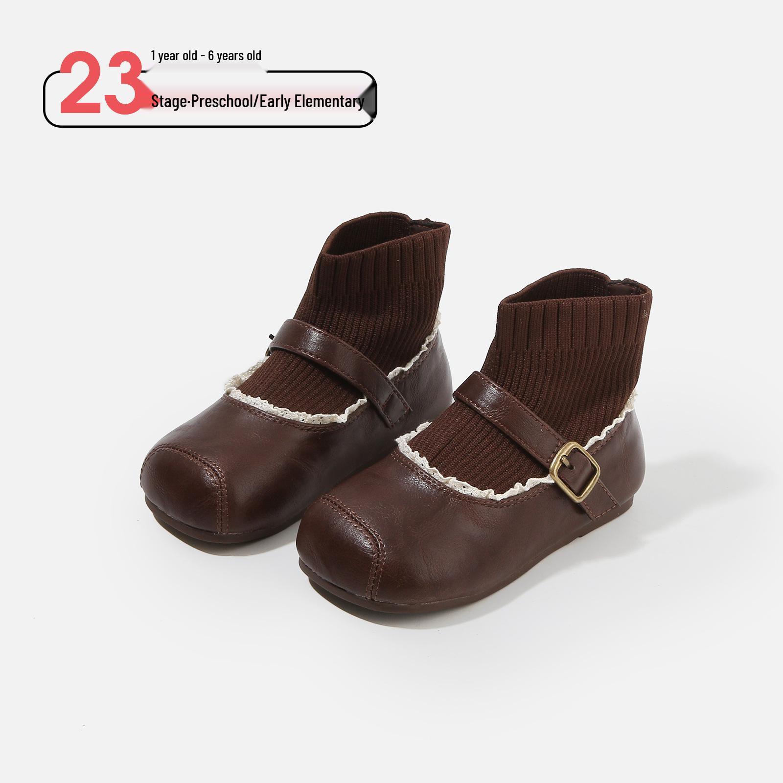 

Kids Soft Sole Leather Ankle Boots – Autumn & Spring Styles for Girls and Toddlers Factory Order Size 22-25 (100 pairs) коричневий