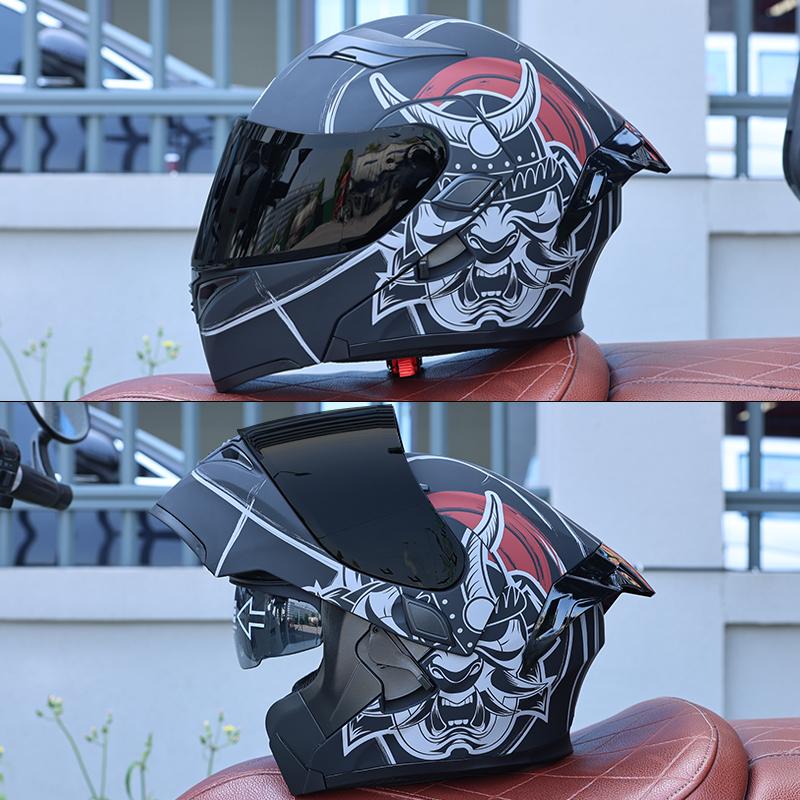DOT Certified Modular Motorcycle Helmet Double Visor Design Men Women All Season High Strength ABS Comfortable Riding Helmet