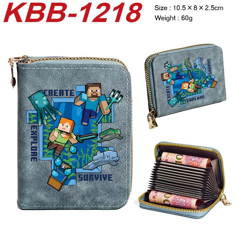 Minecraft Accordion Card Wallet Multi-Slot Zip Coin Purse Durable Large Capacity ID Holder 1pcs