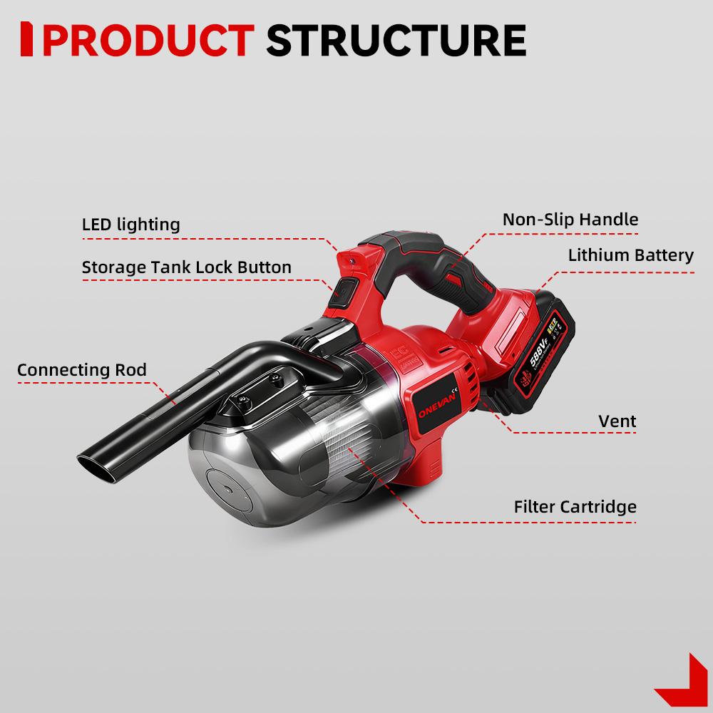 ONEVAN 16KPA Electric Vacuum Cleaner 6in1 Cordless Handheld Home Vacuum Floor Pet Hair Cleaning Tool For Makita 18V Battery Pin