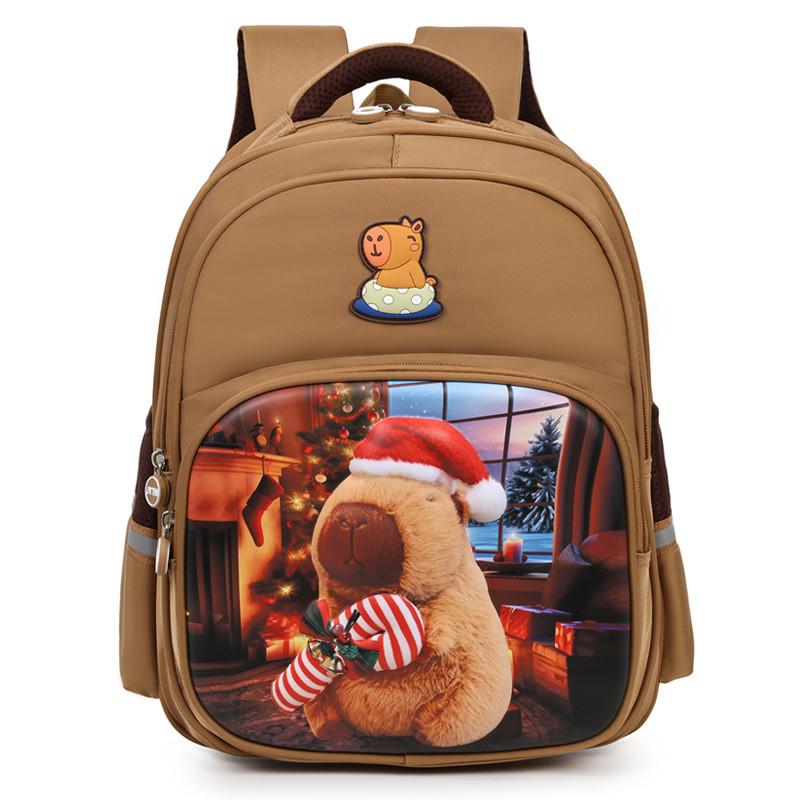 Themed Christmas Cute Capybara Print Children Backpack For Daily Outdoor