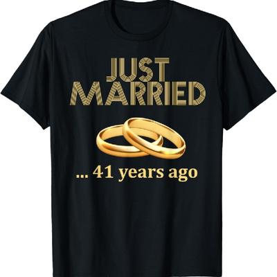 T-shirt 41e Anniversaire de Mariage Juste Mariés il y a 41 Ans T-shirt