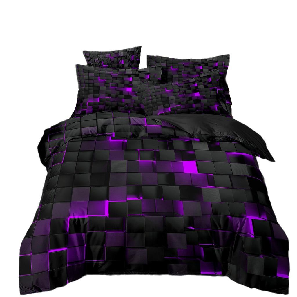 Red Glowing Bedding Set,Abstract King Duvet Cover Honeycomb Quilt Cover For Teens Adults Geometry Hexagon Bed Set