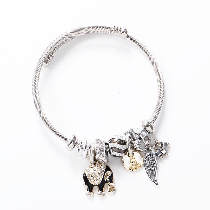 Titanium Steel Stainless Steel Adjustable DIY Thai Elephant Leaf Bracelet