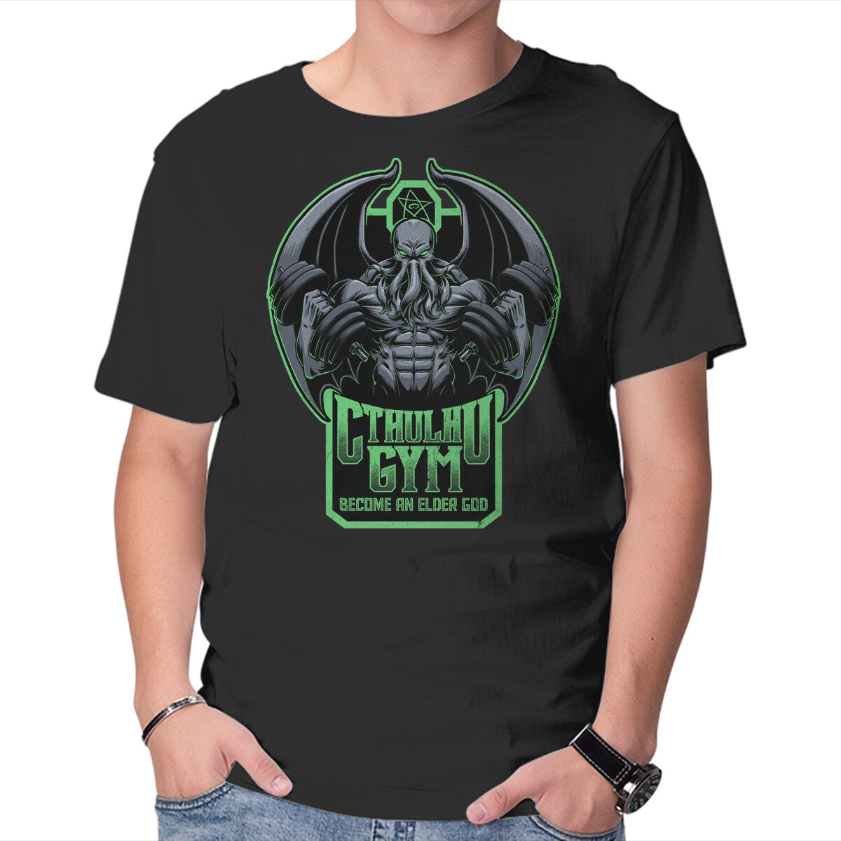 Unisex Crew Neck T-Shirt Cthulhu Gym Graphic Short Sleeve Casual Tee XXXXL