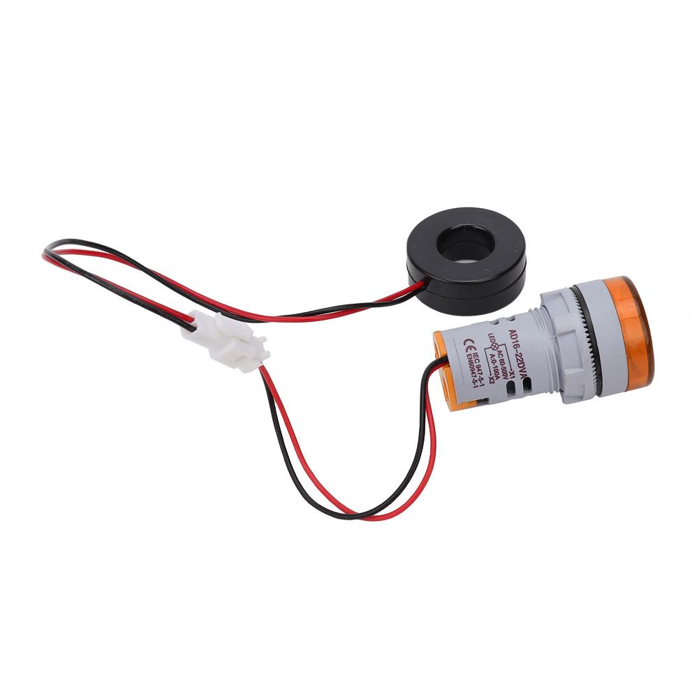 Round Digital Display AC Voltage Current 2 in 1 Integrated Signal Indication Light (Yellow)