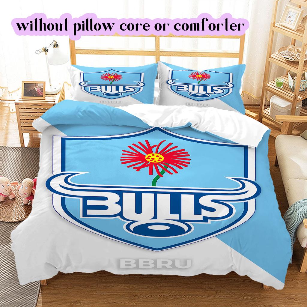 Rugby Club The Bulls Pattern Bedding,Quilt Set Quilt Cover Pillowcase Home Birthday Gift (1*duvet cover+2*pillowcase,without core)