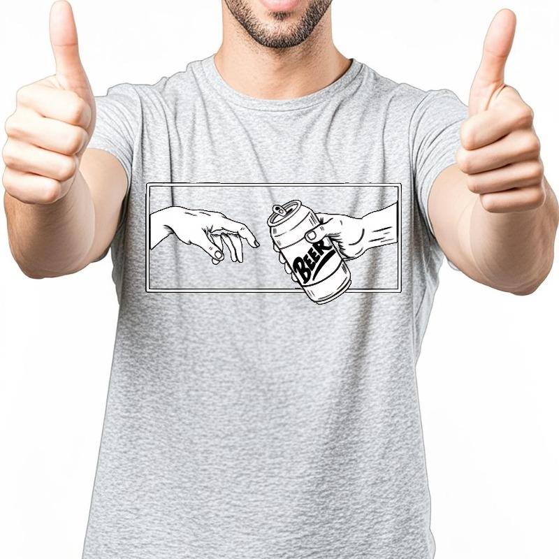 Streetwear summer Boys tshirt Hand Reaching For Beer Can Short Sleeve Relaxed Fit Round Neck tops male cotton tee shirt