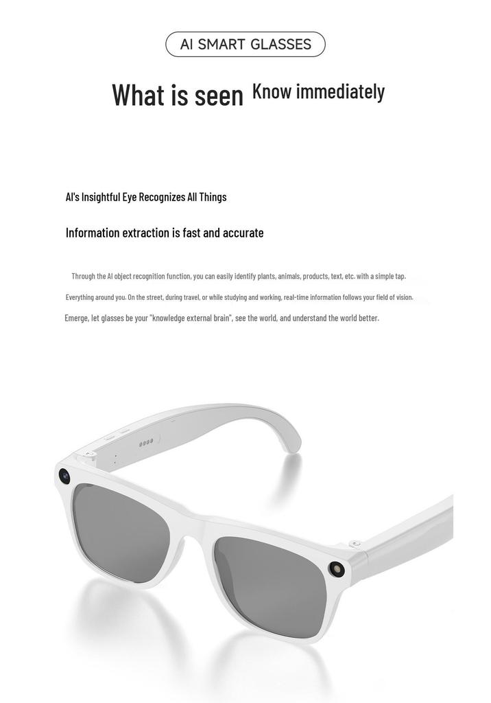 XK One Mac CrossAI Smart Glasses: Capture photos, translate, recognize objects, Bluetooth enabled, and color-changing lenses.