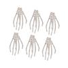 Skeleton Hand Hair Clip Punk Rock Horror Rhinestone Bone Hair Barrette Claws for Halloween Party Cosplay Gifts Silver