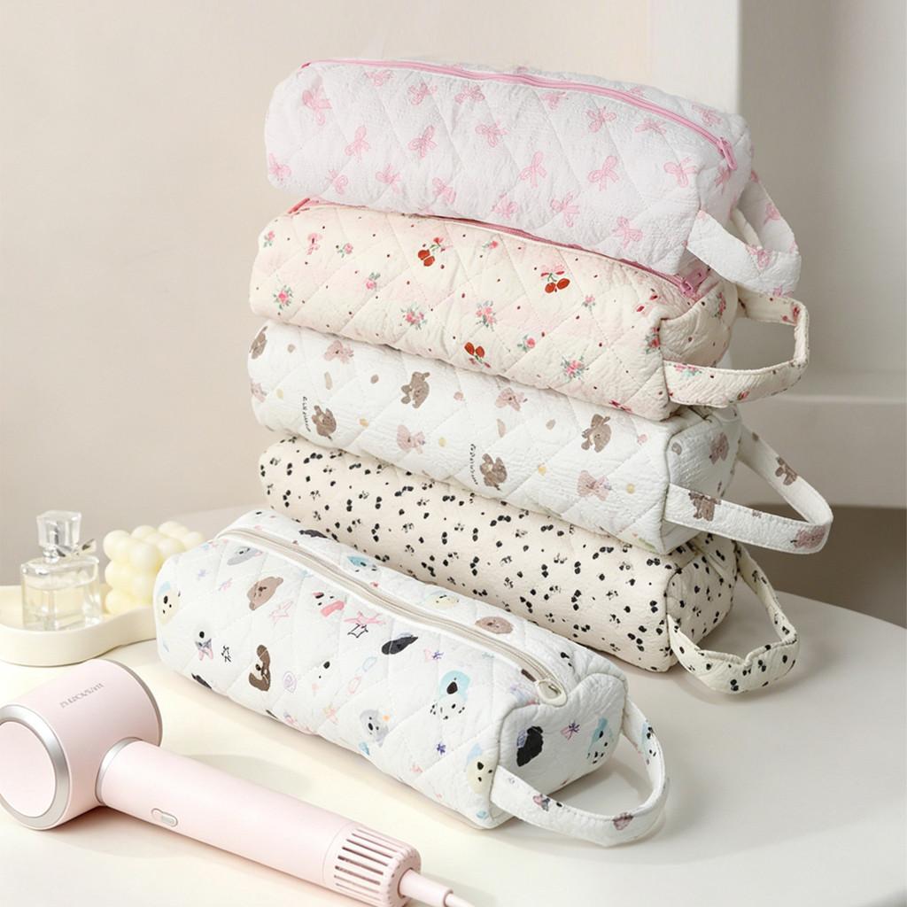 Makeup Bag With Cartoon Dog Family Pattern For Travel And Makeup Tool Storage