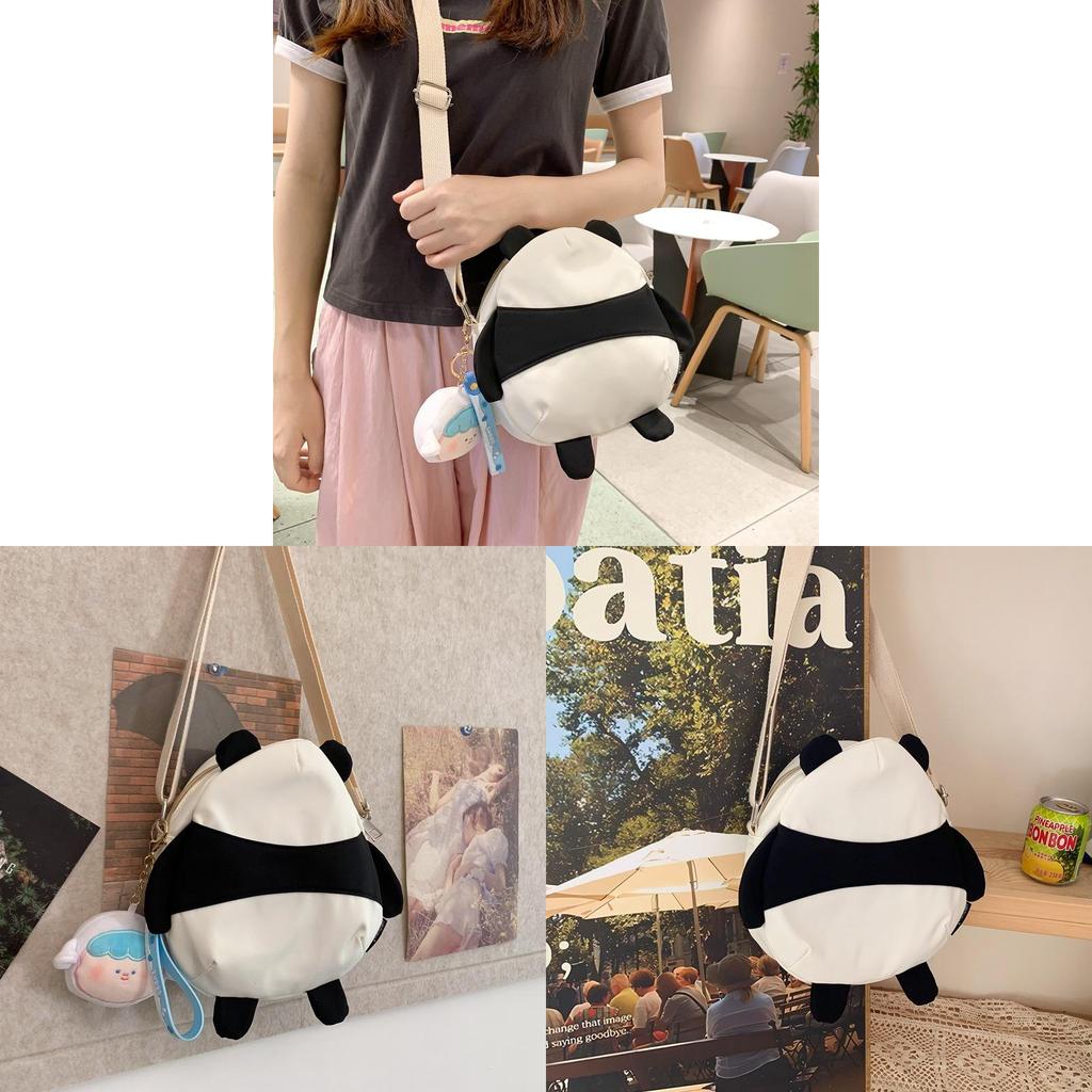 Cute Panda Mini Shoulder Bag With Cartoon Design And Zipper Closure For Daily Use