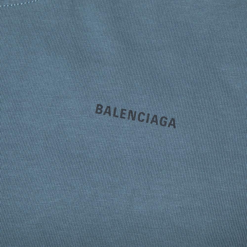 Balenciaga Logo Print Cotton T-Shirt 'Blue' Men's 681864TOVK74005