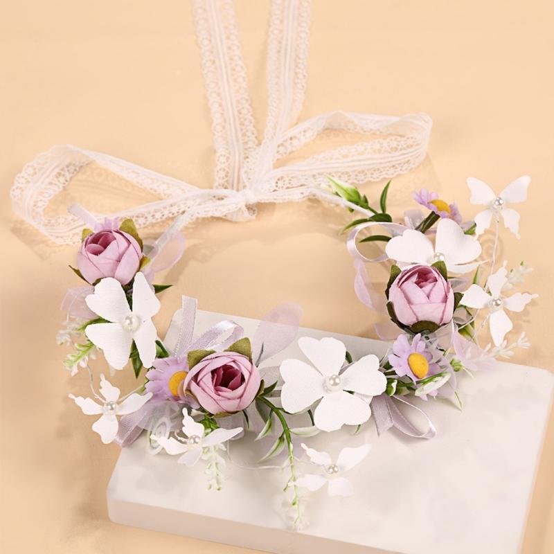 Nature Styles Floral Rose Headbands With Fabric Leaves And Elastic Band For Women Outdoor Event Hair Accessories
