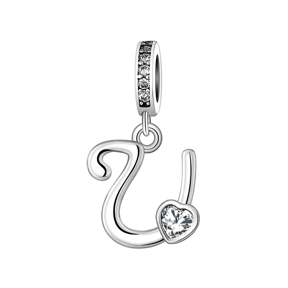 New 26 AZ Letter S925 Sterling Silver Small Letter Pendant Suitable for Original  Bracelet Necklace DIY Jewelry Pendant