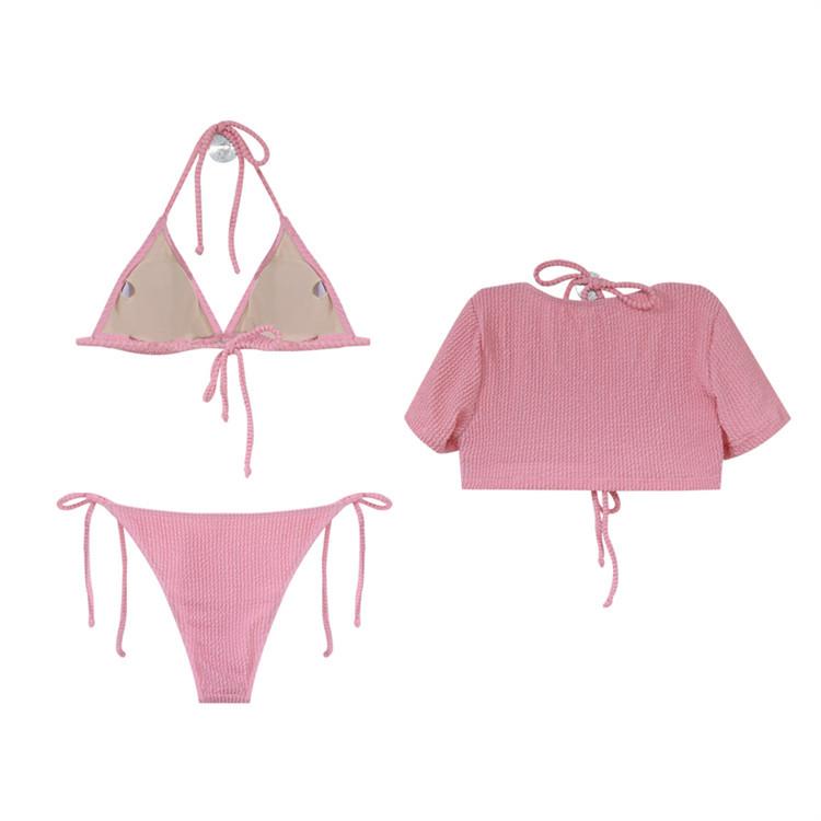 2025 Elegantes Rosa Dreiteiliges Sexy Bikini-Set für Frauen - Schicke Resort-Bademode