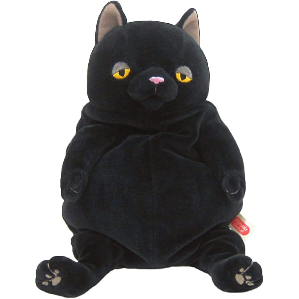 Shinada Global Mochi Series Mochi Cat Plush Toy Black Medium 14x14x22cm Animal MONE-0230B