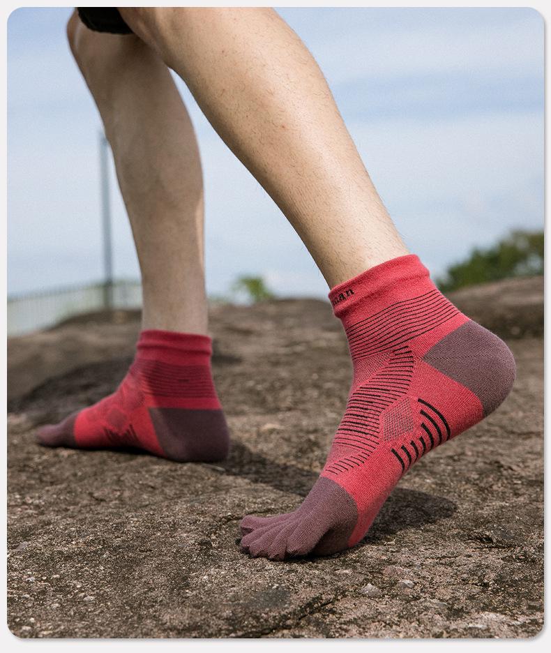 Herren- und Damen COOLMAX Zehensocken Schnelltrocknend Atmungsaktiv Schweißabsorbierend Wadenlang für Fitness und Outdoor-Laufen.