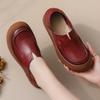 Fashion Original Natural Leather Shoes for Women Vintage Comfort Round Toe Buckl Flats Woman Slip On Orthopedic Loafers Ladies Moccasins
