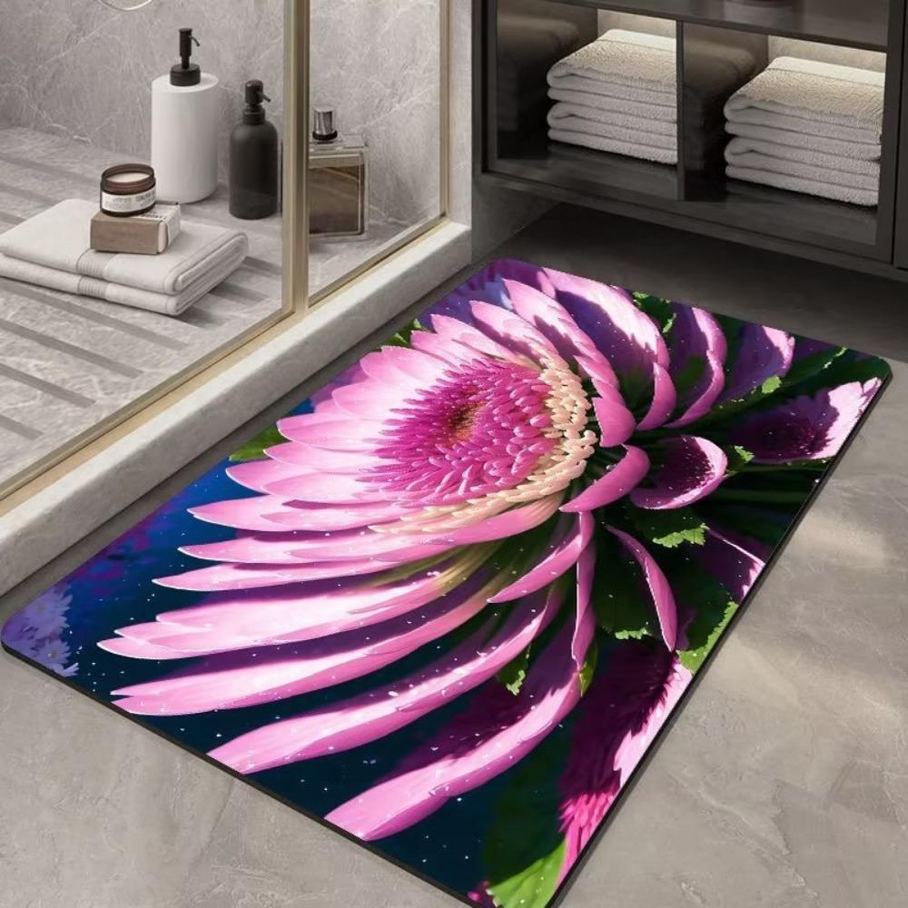 Flower Printing Bathroom Thickening Mat Bath Non-slip Carpets In Wash Basin Bathtub Side Floor Rug Shower Room Doormat Memory Foam 3D Pad