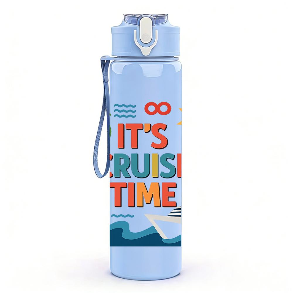 1PC Cruise Time Letter Text 750ml Color Plastic Sports Water Bottle Leakproof Flip Straw Lid For Sports Office Home Use