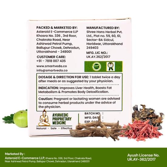 Smartveda Liv Amrit - Ayurvediskt leverdetox-tillskott|Kutki+ 16 leverfunktionsfrämjande örter|60 tabletter, 238 gram