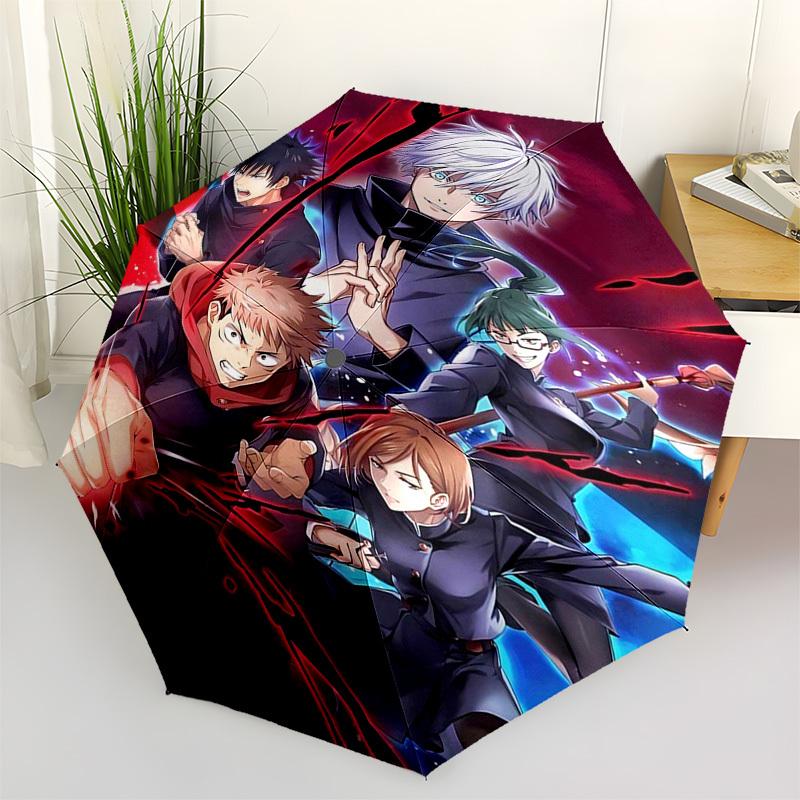1pc Jujutsu Kaisen Characters Auto-Folding Umbrella Portable 3-Fold Design with Iron Frame, Perfect for Fans, Travelers, Daily Use, and Gifts.M012