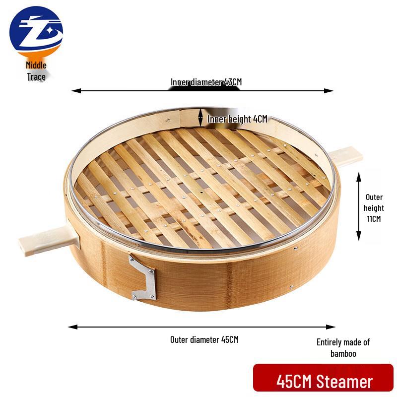 Zhongji Large Commercial Bamboo Steamer Basket 45cm