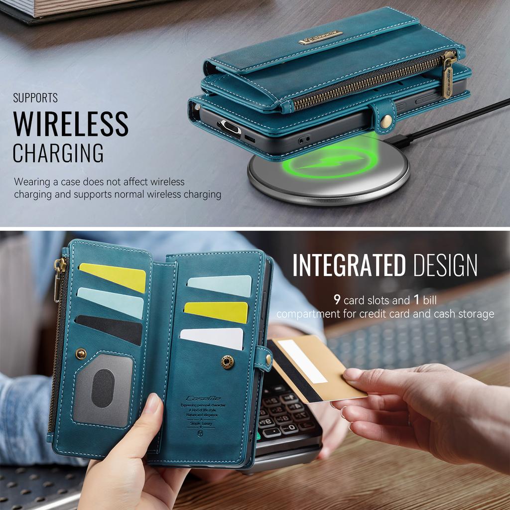 For Samsung Galaxy S21 Ultra 5G Case CASEME C39 RFID Blocking Zipper Wallet Stand Leather Cover with Strap