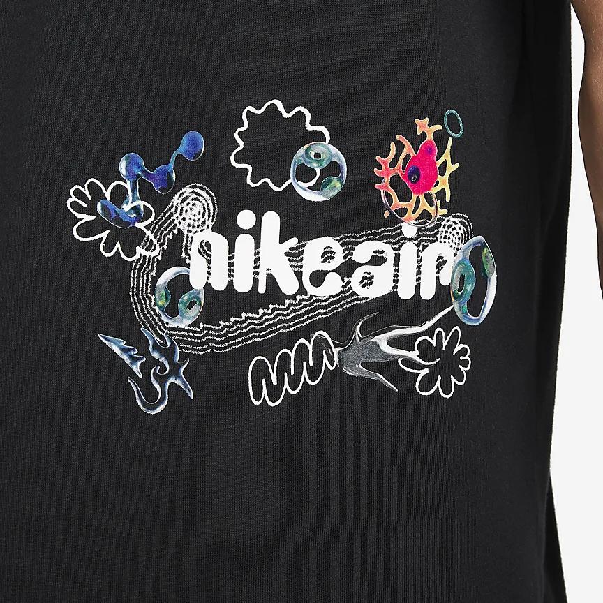 Nike Letter Logo Print Crew Neck Short Sleeve T-Shirt Men Tops Black DZ2836-010