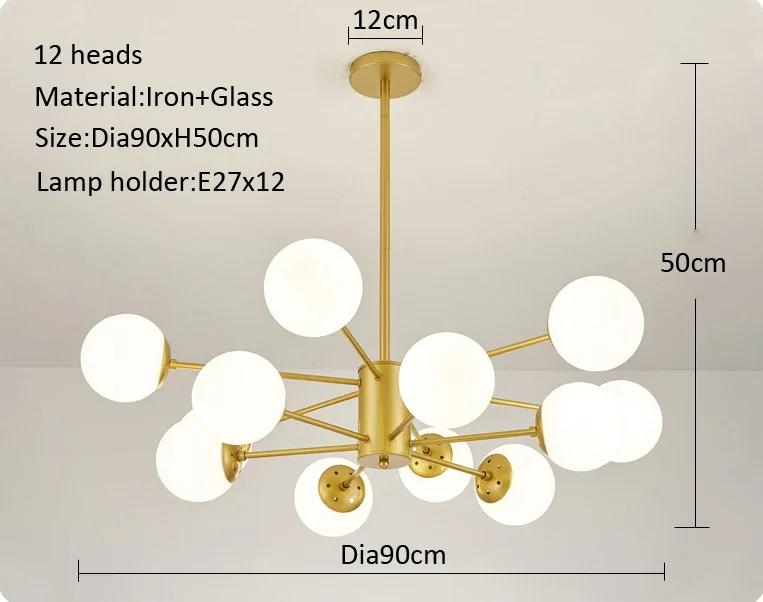 Nordic Luxury Chandelier Living Room Lighting Glass LED Ceiling Modern Design Dining Room Bedroom Kitchen Home Decoration