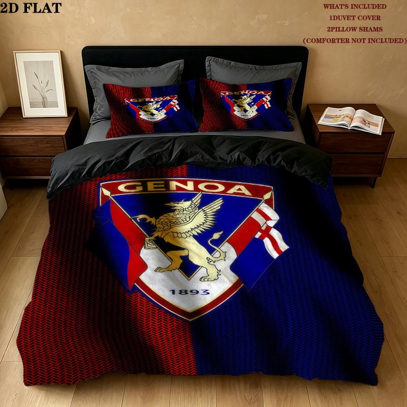 Genoa CFC Pattern Bedding Home Decoration Birthday Gift ( 1 duvet cover + 2 pillowcase, without core),fan merchandise.