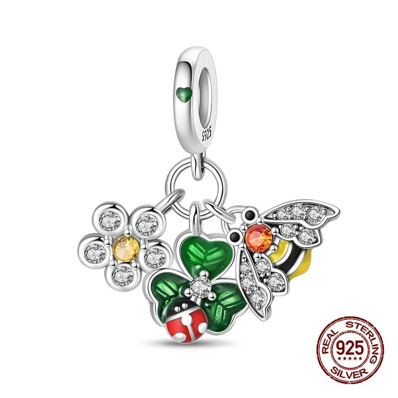 Springtime Flamingo Cactus Sunflower Animal Charms Beads Fitdiy Copper Original Bracelets Women Fine Jewelry Gift