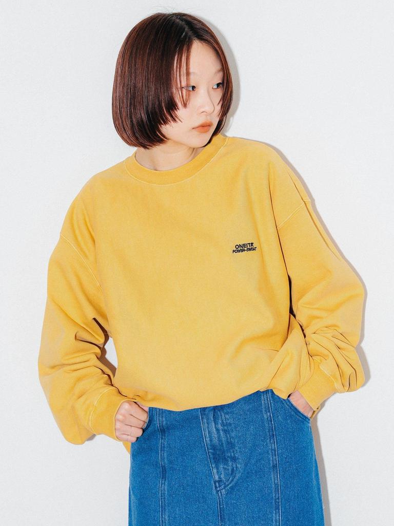 Beamsty ONEITA Pigment Dye Crewneck Sweat, Men's Mustard, Size L, 24AW, 75130692146