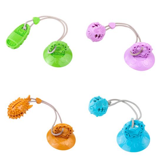 Dog Suction Cup Teething Toy with Treat Dispenser TPR Chew Ball for Small Medium