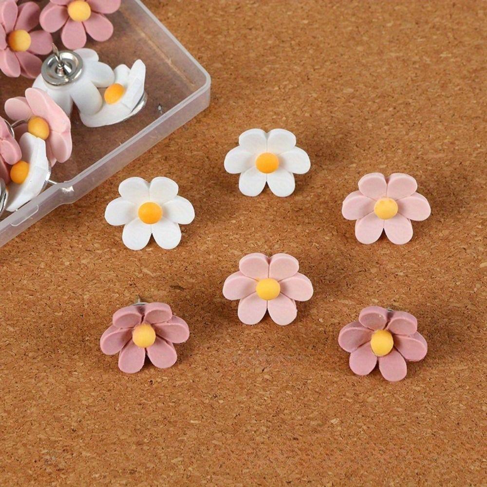 20/30/50Pcs Photo Wall Decor Six-Petal Flower Pushpins Creative Thumb Tacks  School